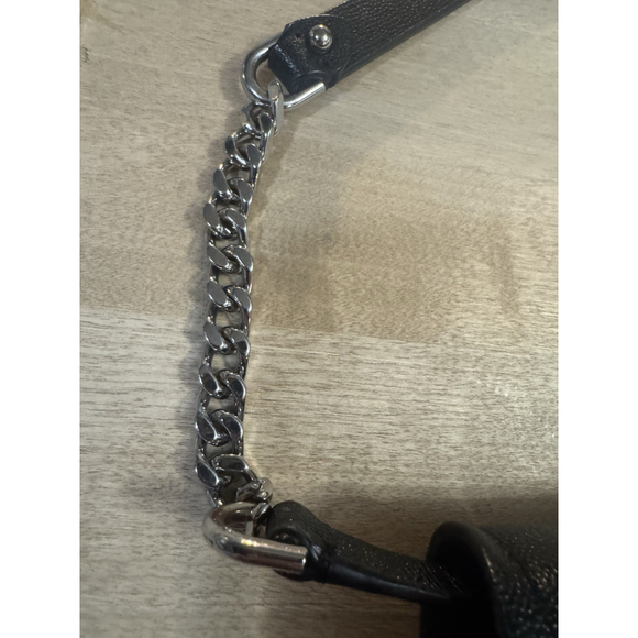 Rebecca Minkoff Jean Black Leather Convertable Crossbody Bag Silver Chain - Picture 12 of 15